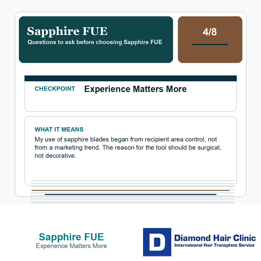 Sapphire FUE carousel slide about experience matters more