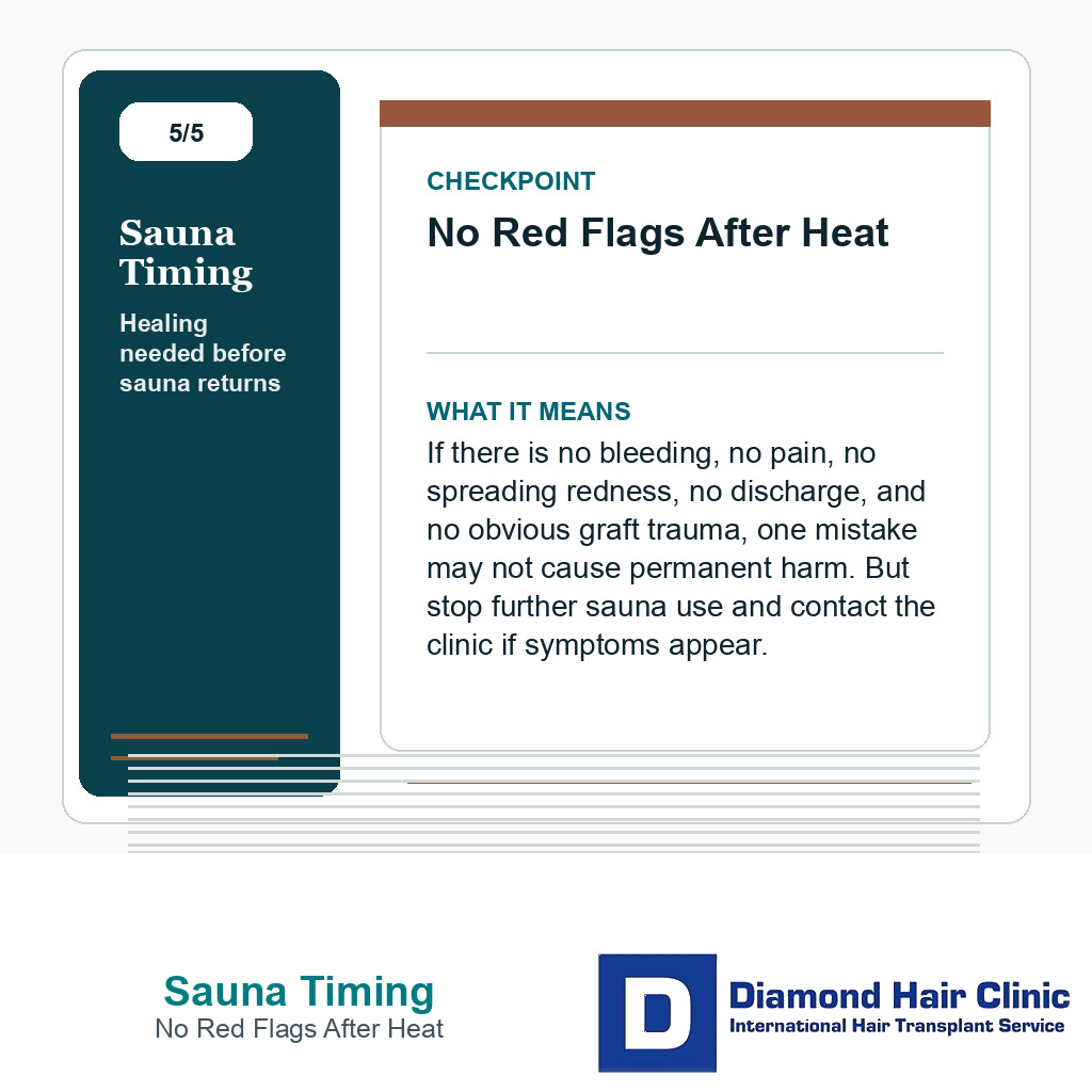 Sauna Timing carousel slide about no red flags after heat