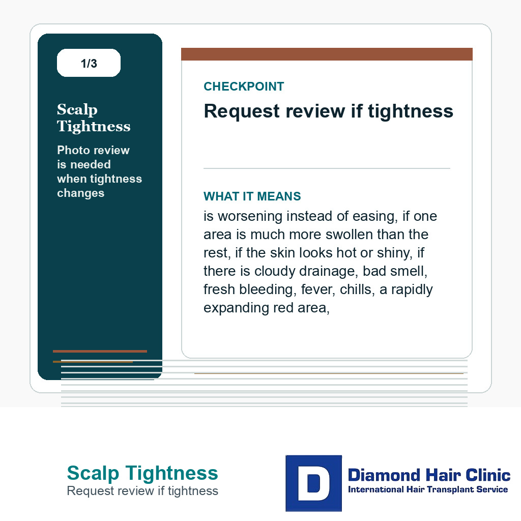 Scalp Tightness carousel slide about request review if tightness
