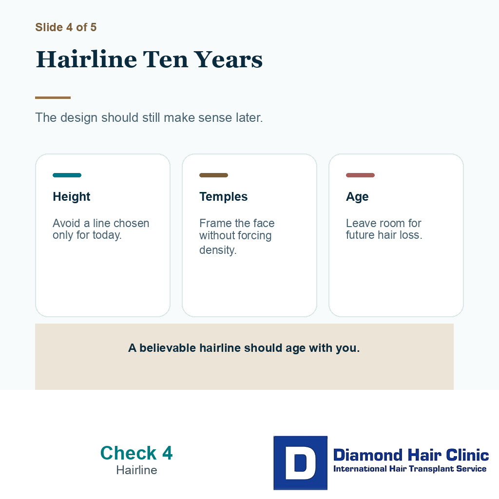 Carousel slide about reviewing hairline design before hair transplant surgery