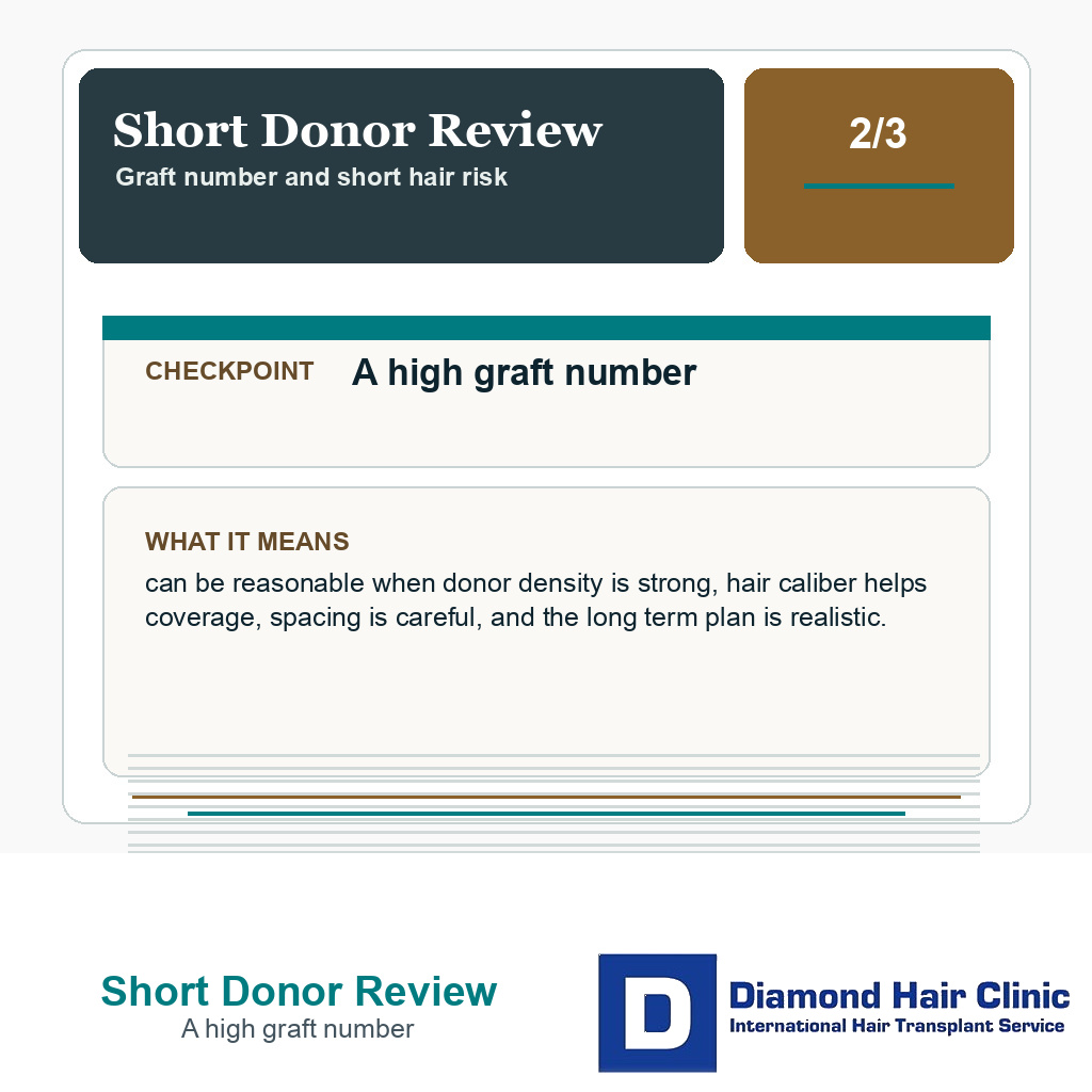 Short Donor Review carousel slide about a high graft number