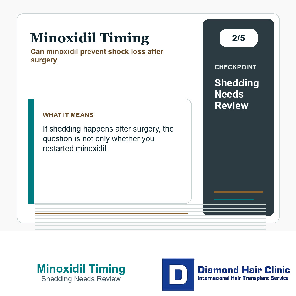 Minoxidil Timing carousel slide about shedding needs review