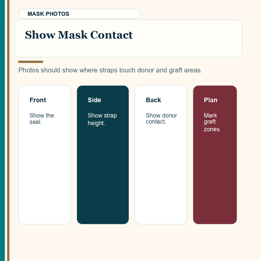 This CPAP planning slide explains show mask contact before hair transplant surgery.