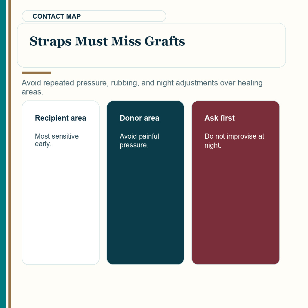 This CPAP planning slide explains straps must miss grafts before hair transplant surgery.