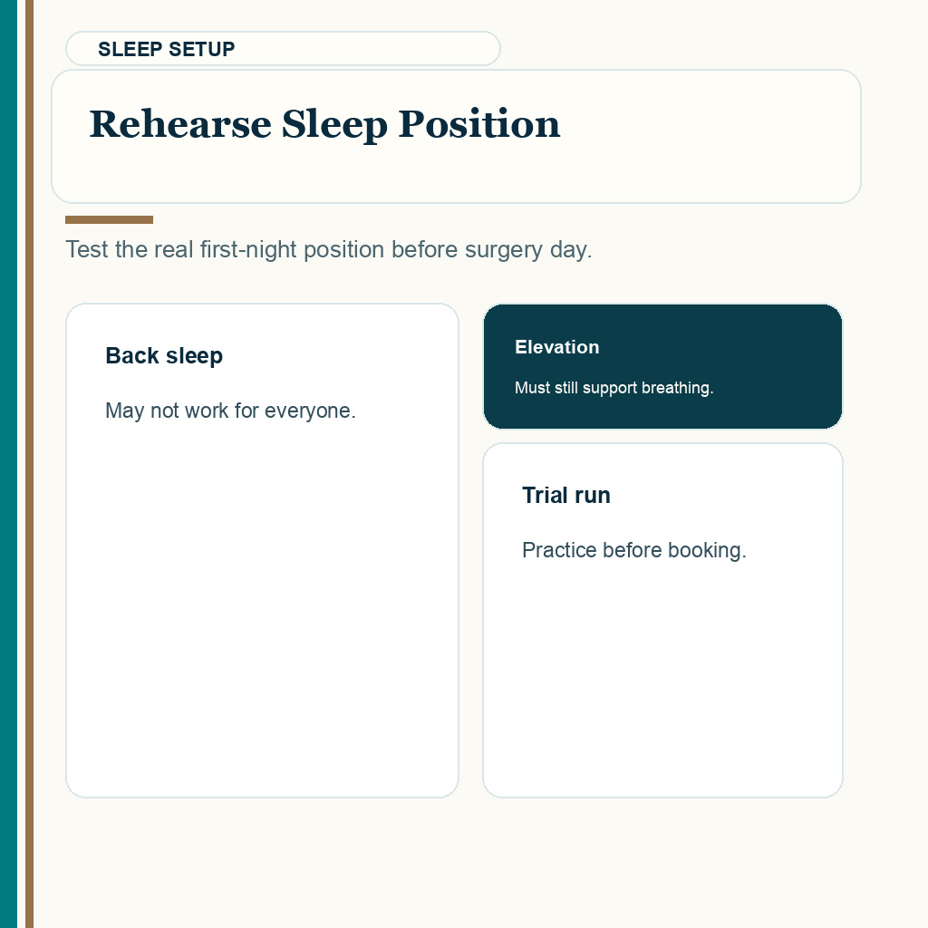 This CPAP planning slide explains rehearse sleep position before hair transplant surgery.