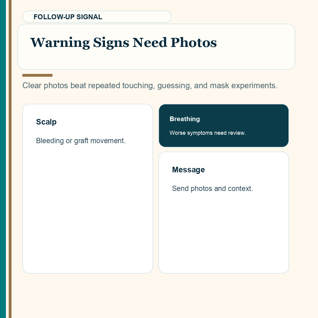 This CPAP planning slide explains warning signs need photos before hair transplant surgery.
