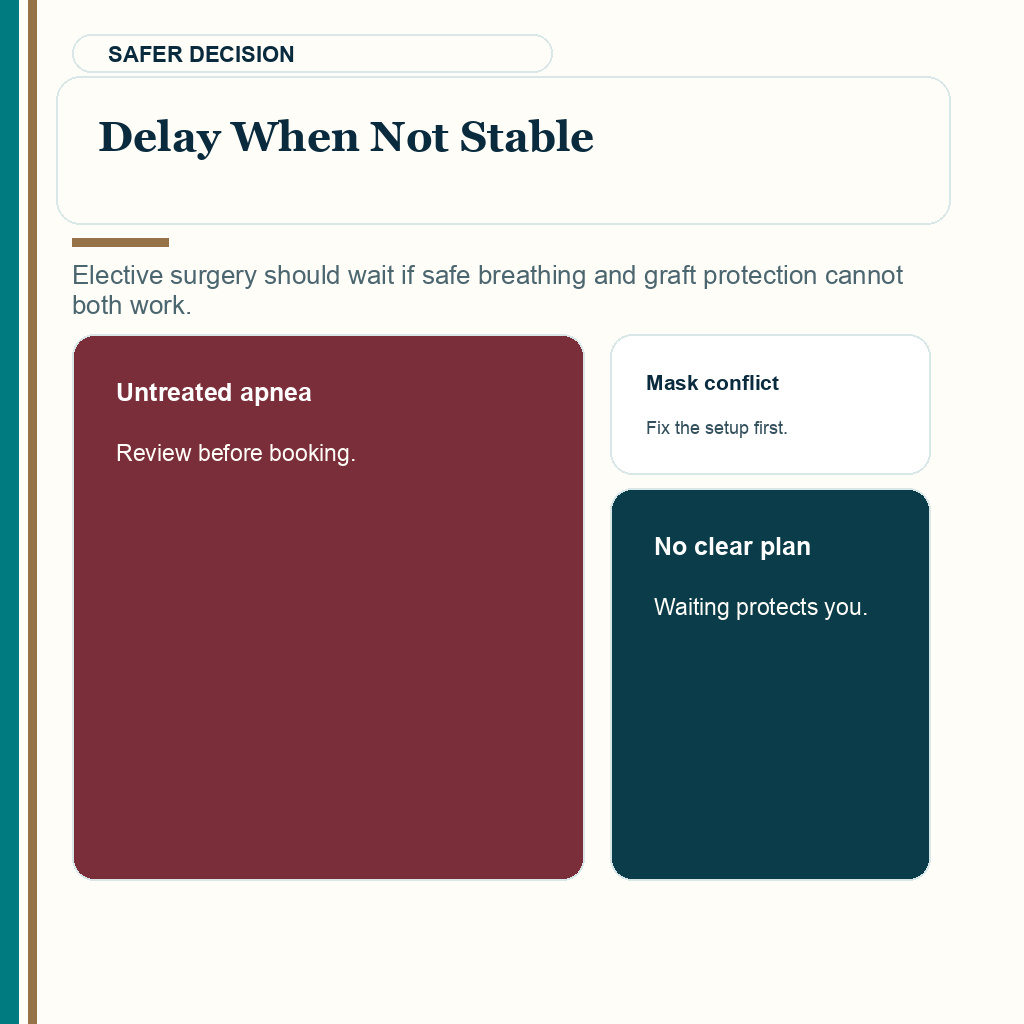 This CPAP planning slide explains delay when not stable before hair transplant surgery.