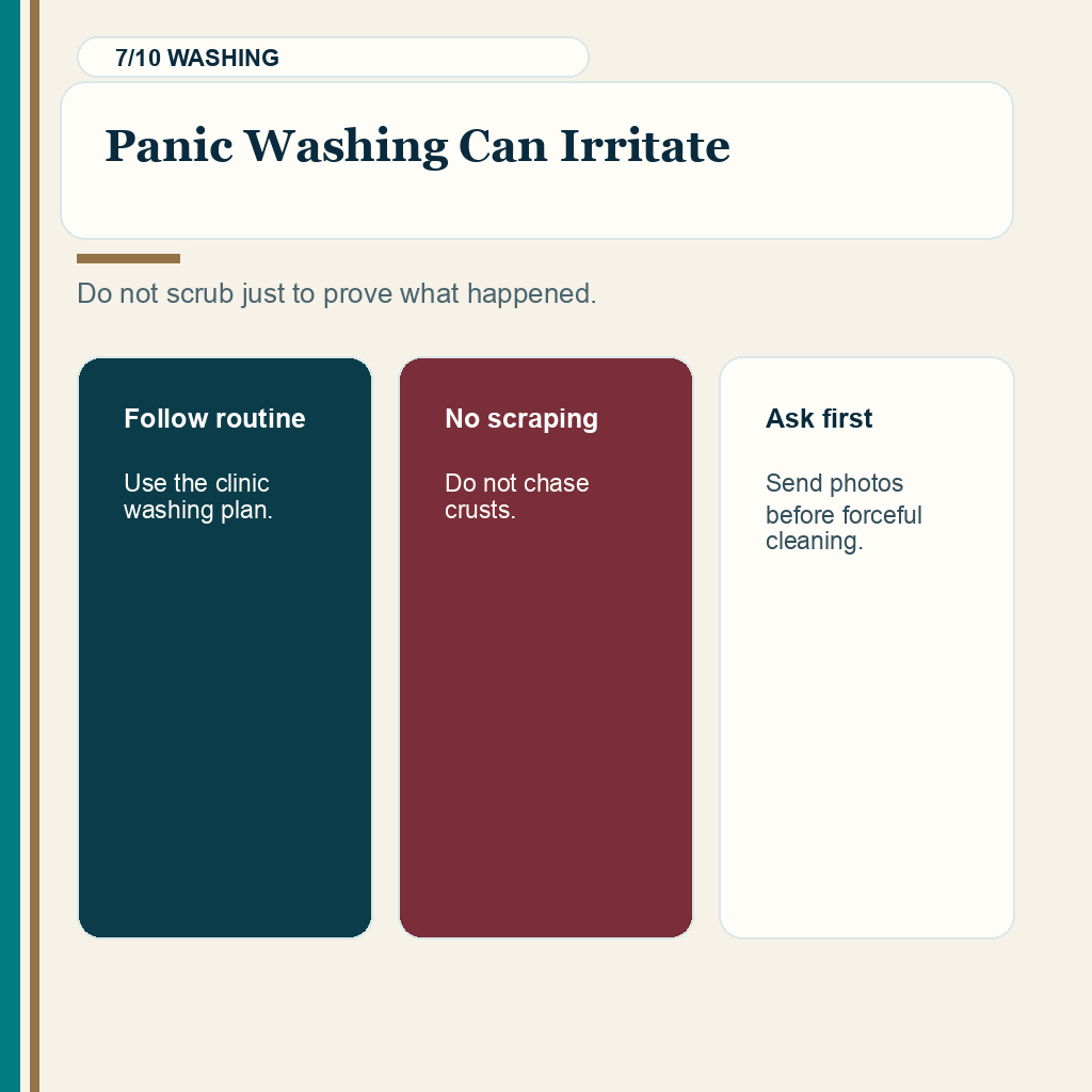 Slept on grafts slide 7 explaining panic washing after sleep contact