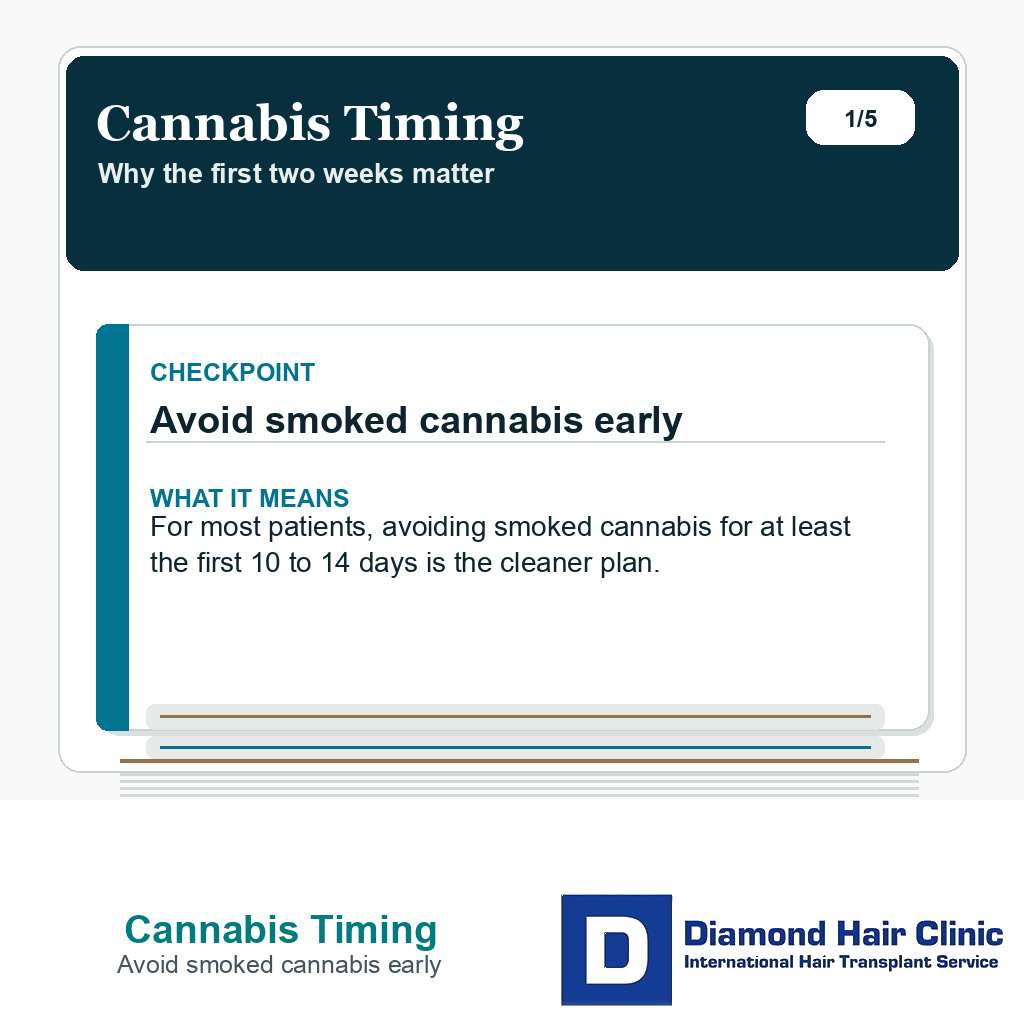 Cannabis Timing carousel slide about avoid smoked cannabis early