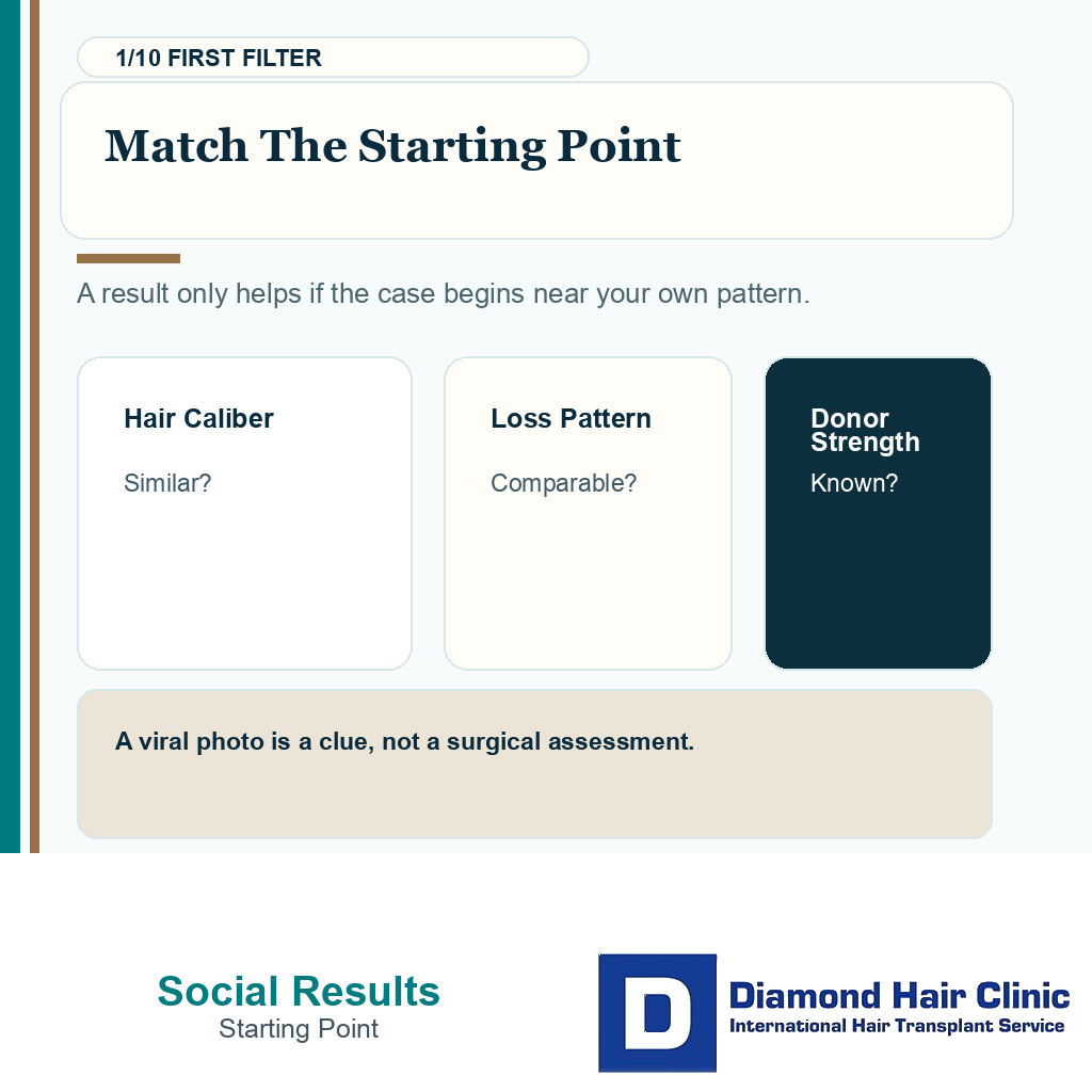 Social media results carousel slide 1 explaining starting point match