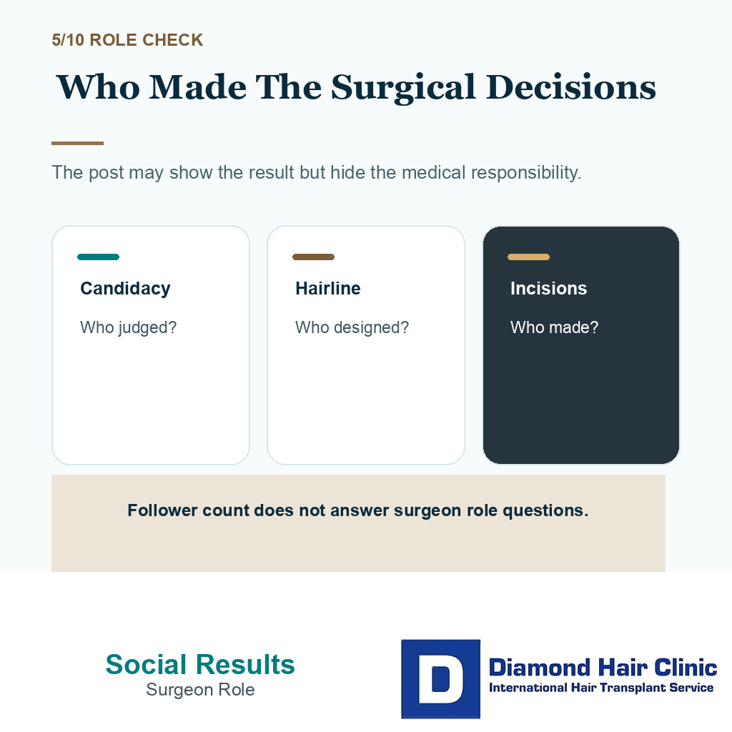 Social media results carousel slide 5 explaining surgical decision responsibility