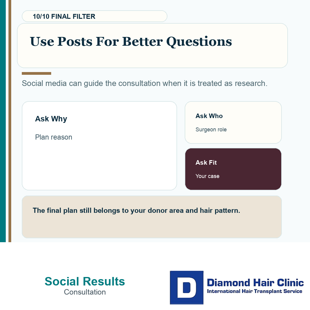 Social media results carousel slide 10 explaining posts become better questions