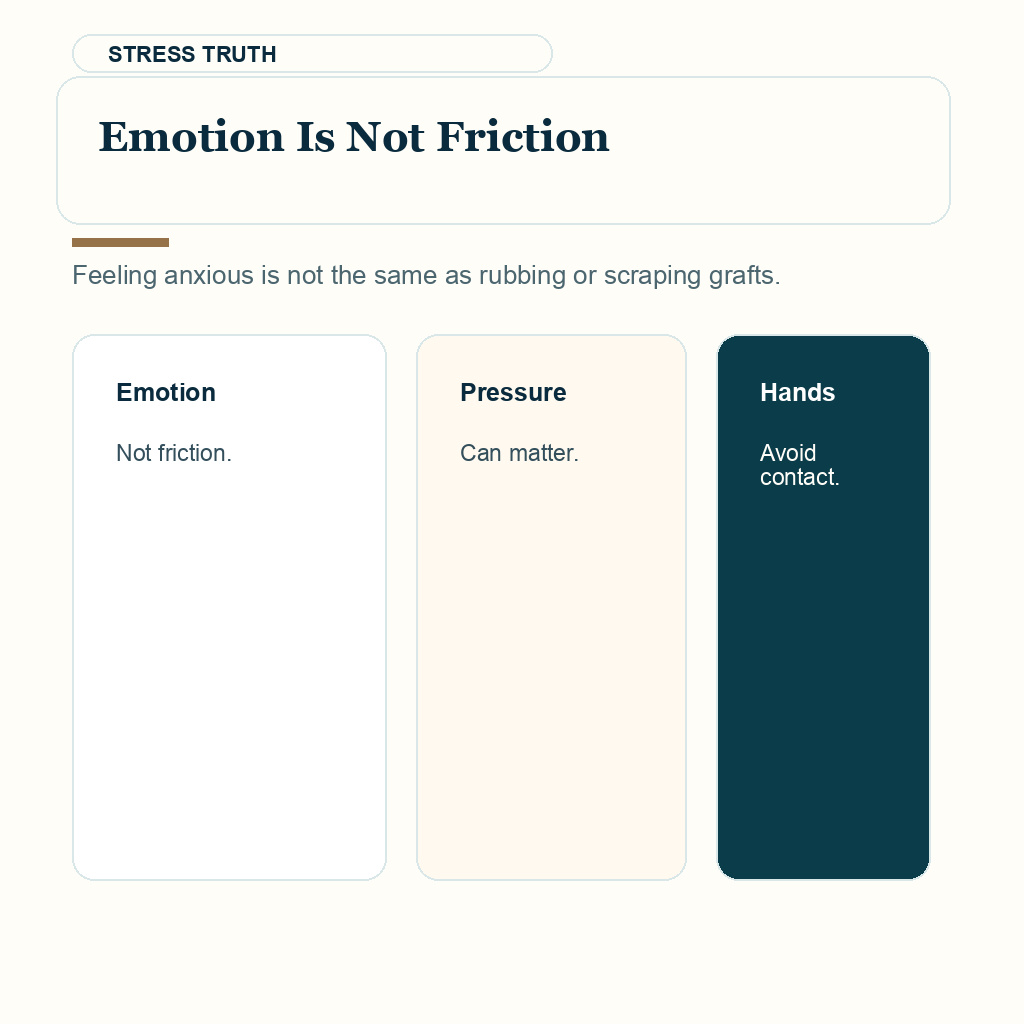 Stress after hair transplant slide 1 explaining emotion is not friction