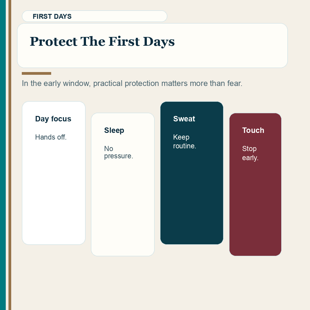 Stress after hair transplant slide 2 explaining protect the first days