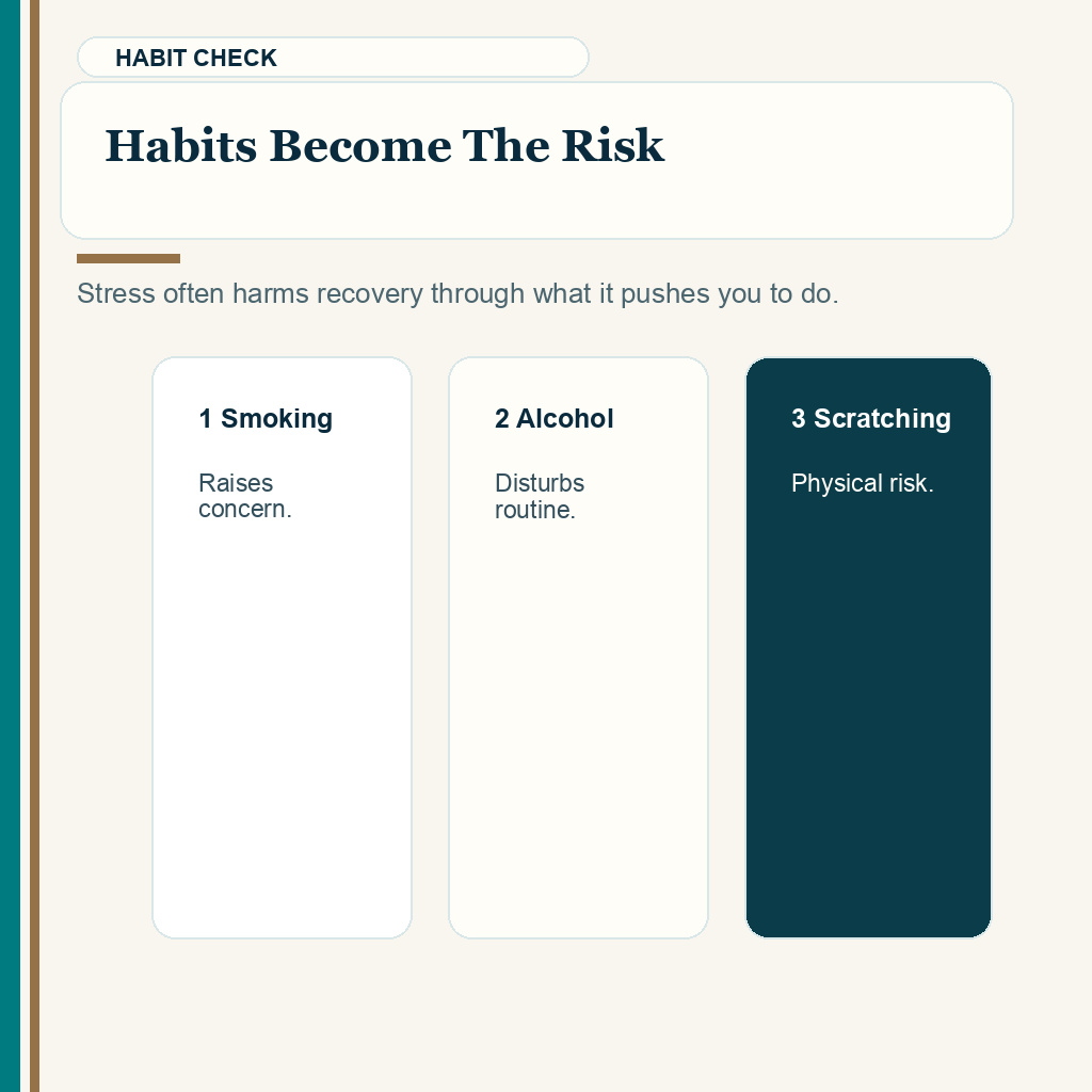 Stress after hair transplant slide 8 explaining habits become the risk