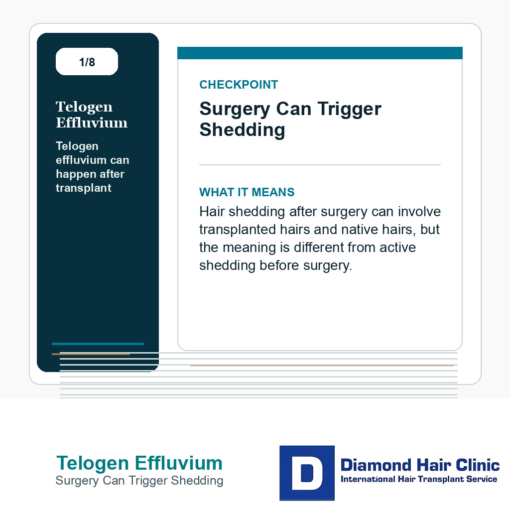 Telogen Effluvium carousel slide about surgery can trigger shedding