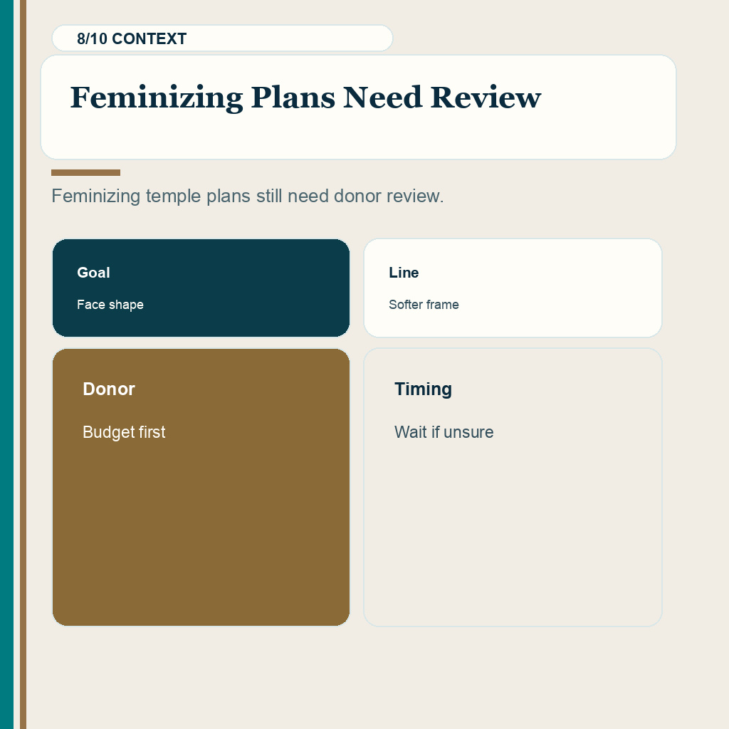 Diamond Hair Clinic temple point planning carousel slide 8 of 10 showing Feminizing Plans Need Review