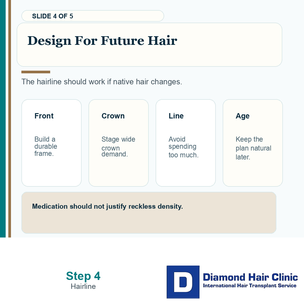 Hairline design during testosterone therapy should still make sense if native hair changes later