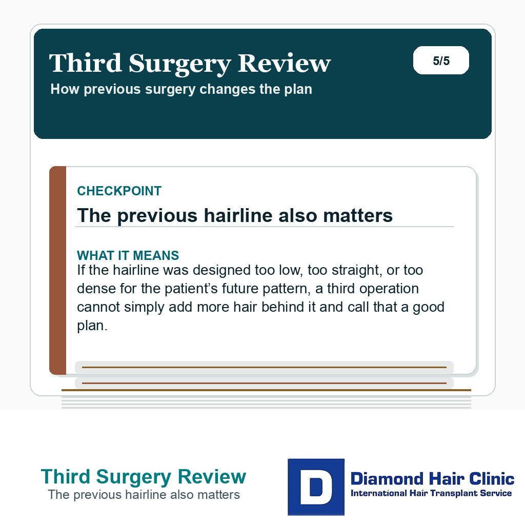 Third Surgery Review carousel slide about the previous hairline also matters