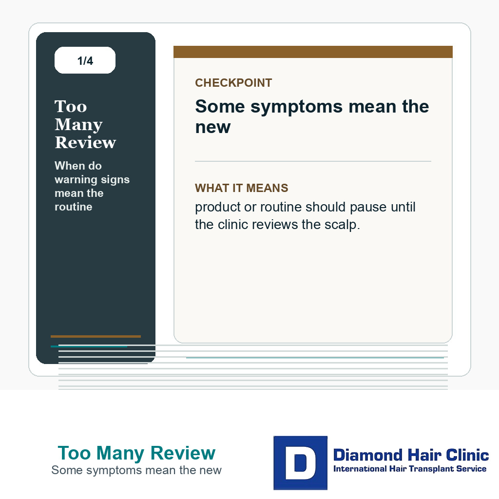 Too Many Review carousel slide about some symptoms mean the new