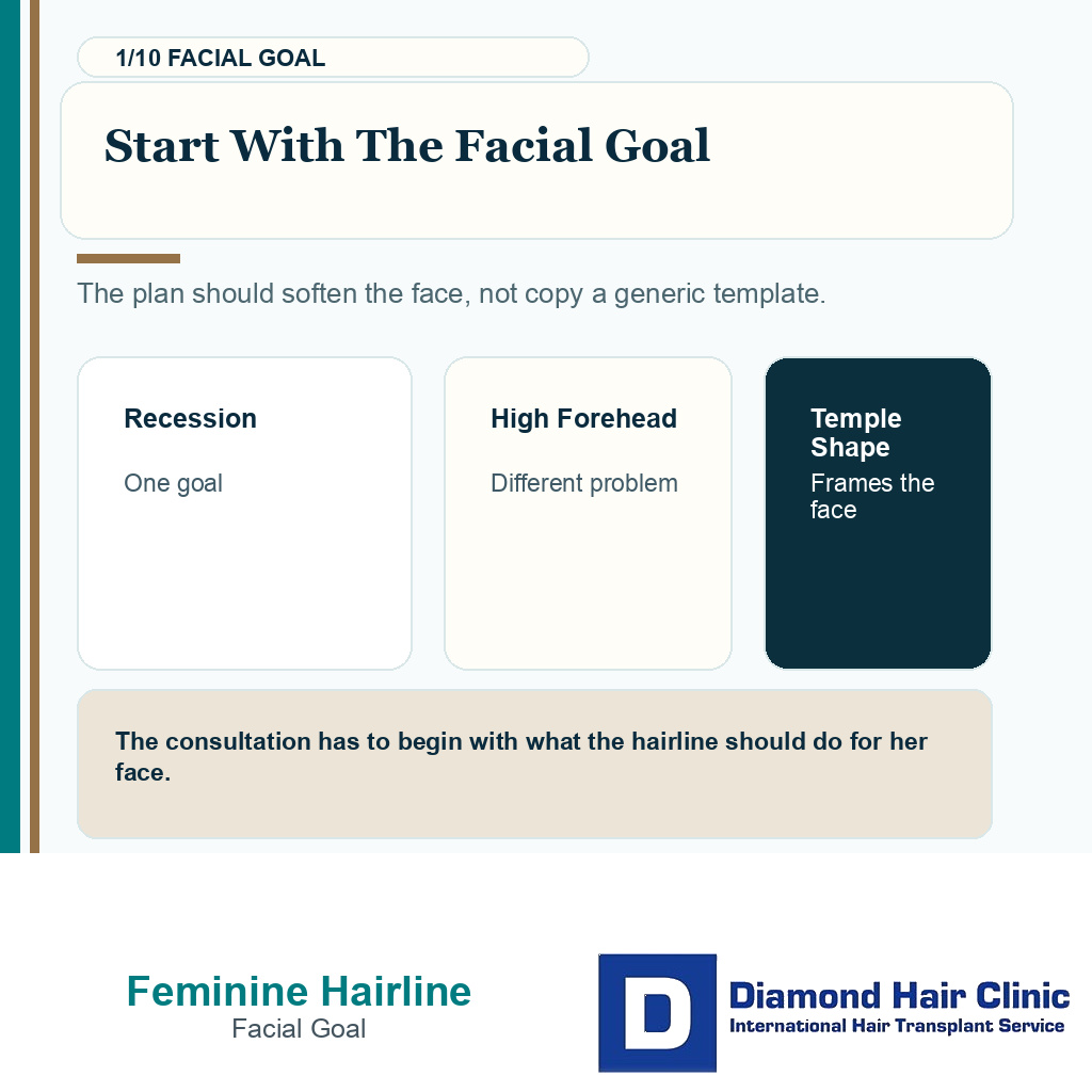 Transgender feminine hairline carousel slide 1 explaining start with the facial goal