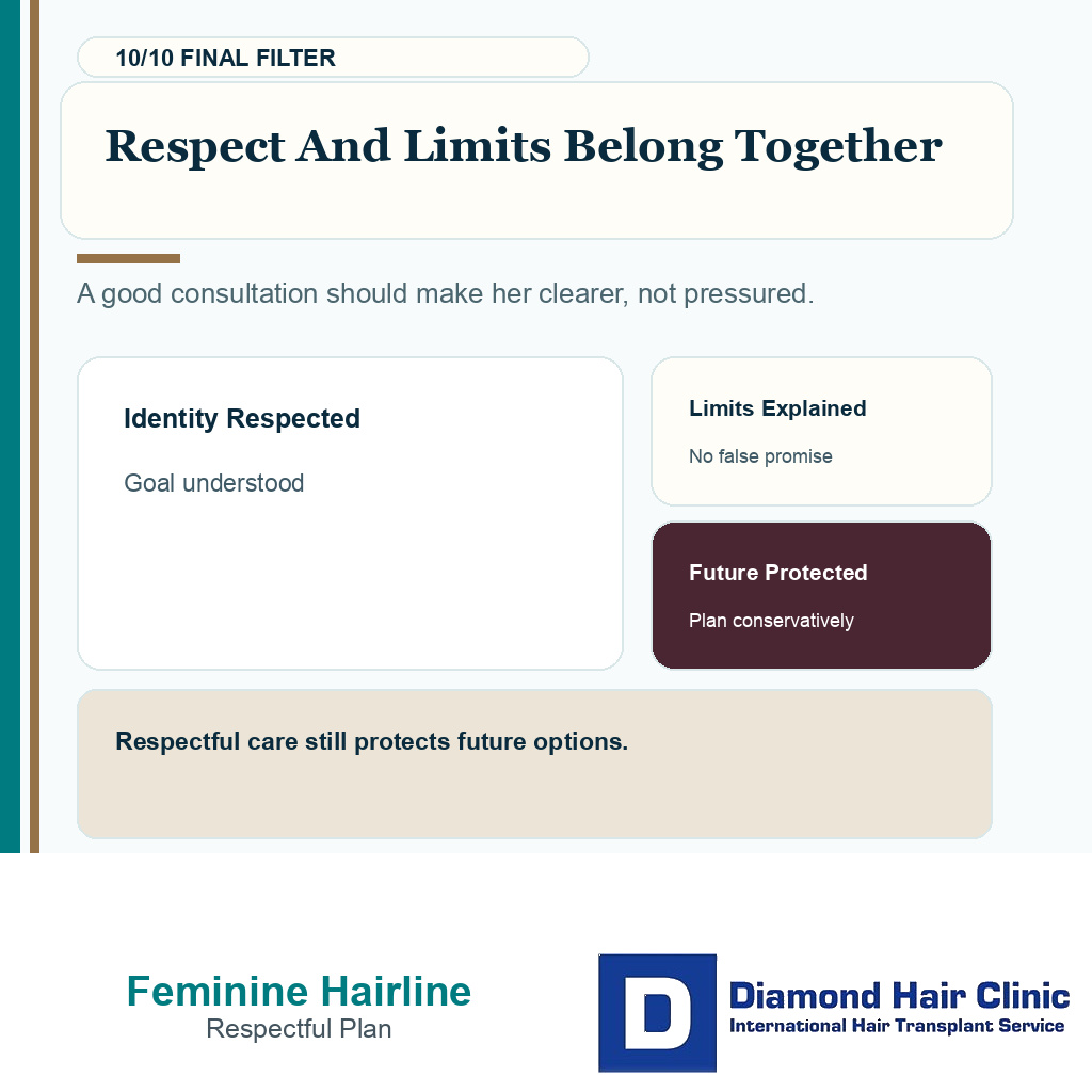 Transgender feminine hairline carousel slide 10 explaining respect and limits belong together