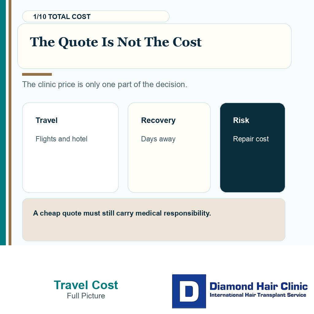 Travel abroad carousel slide 1 explaining quote versus total cost