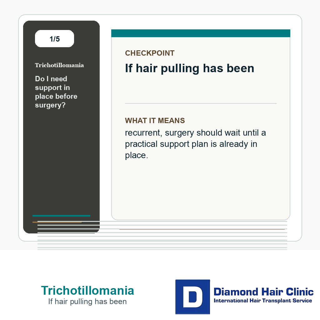 Trichotillomania carousel slide about if hair pulling has been