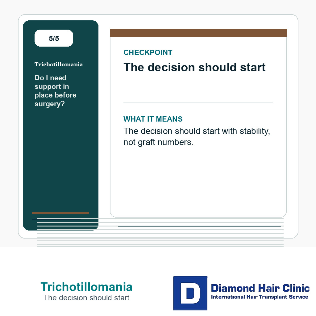 Trichotillomania carousel slide about the decision should start