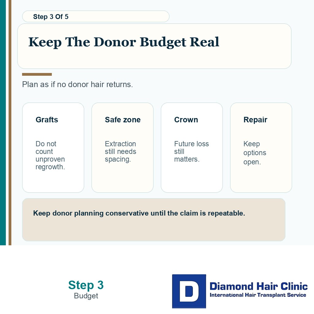 Hair transplant donor budgeting should stay limited until verteporfin evidence is stronger
