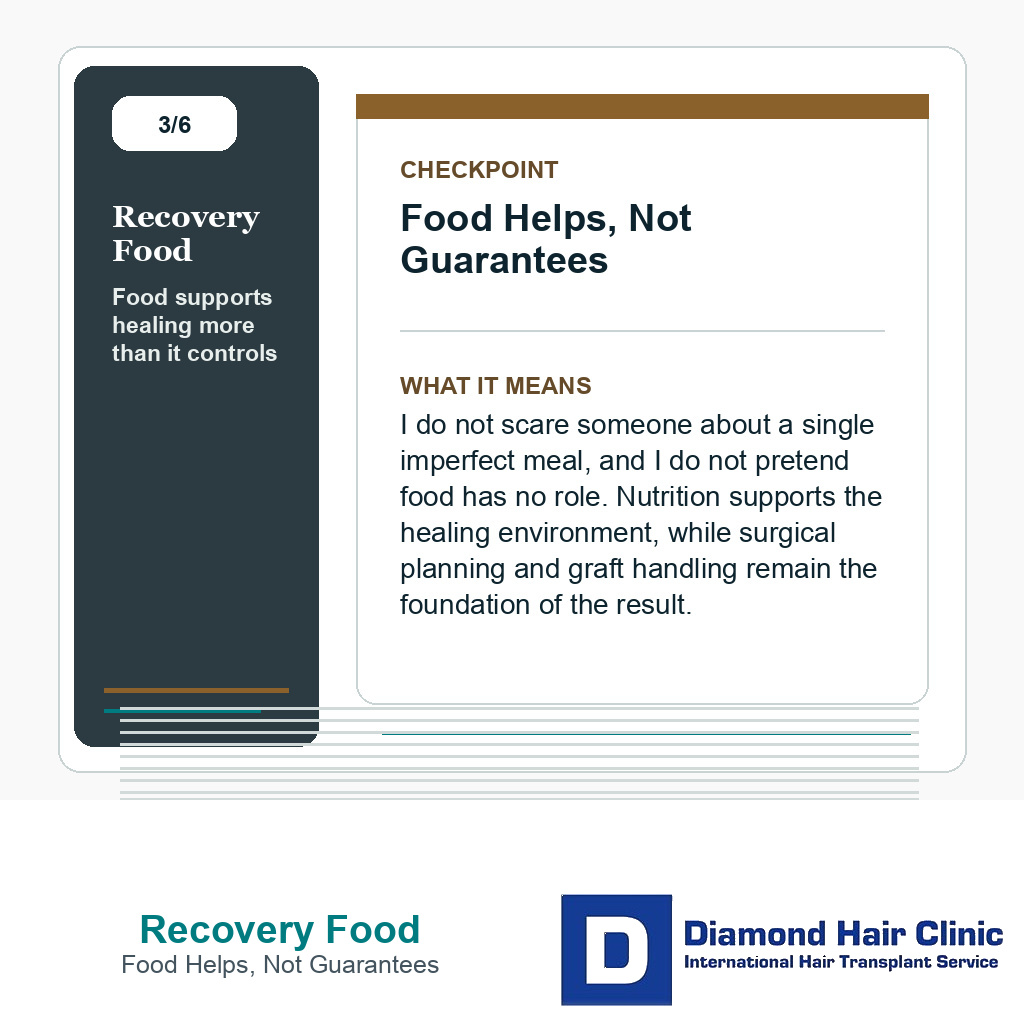 Recovery Food carousel slide about food helps, not guarantees