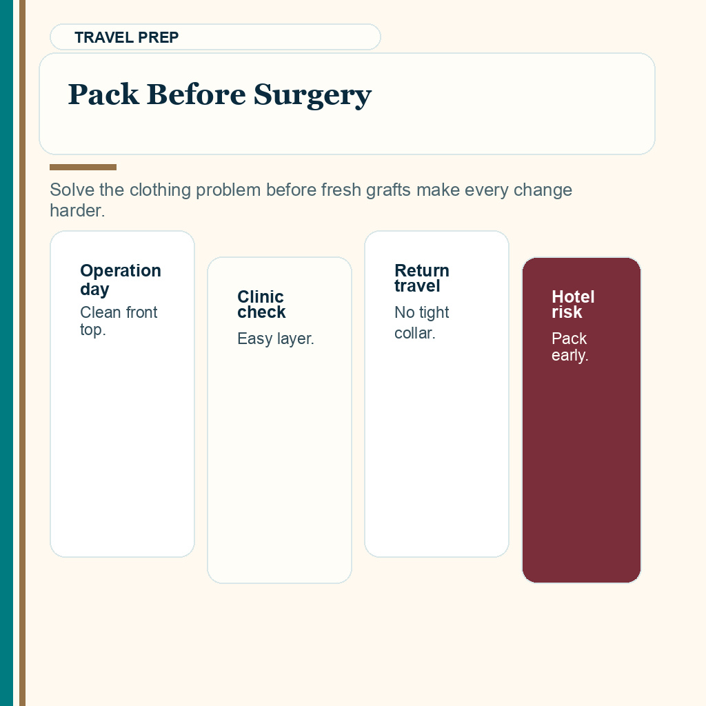 What to wear after hair transplant slide 3 explaining packing recovery clothing before surgery