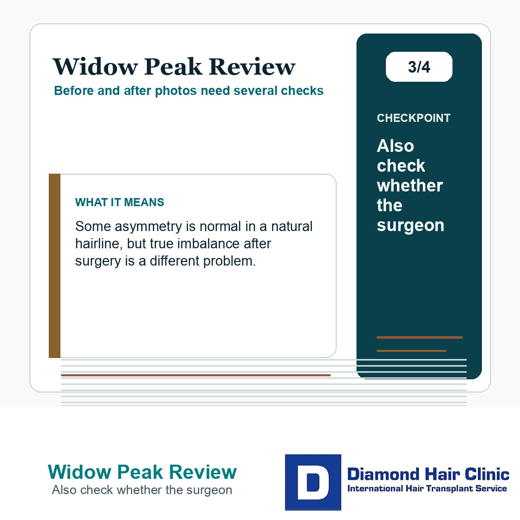 Widow Peak Review carousel slide about also check whether the surgeon
