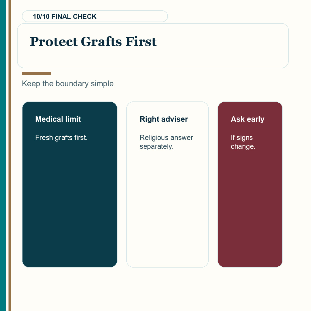 Wudu after hair transplant slide 10 explaining the final medical boundary for graft protection
