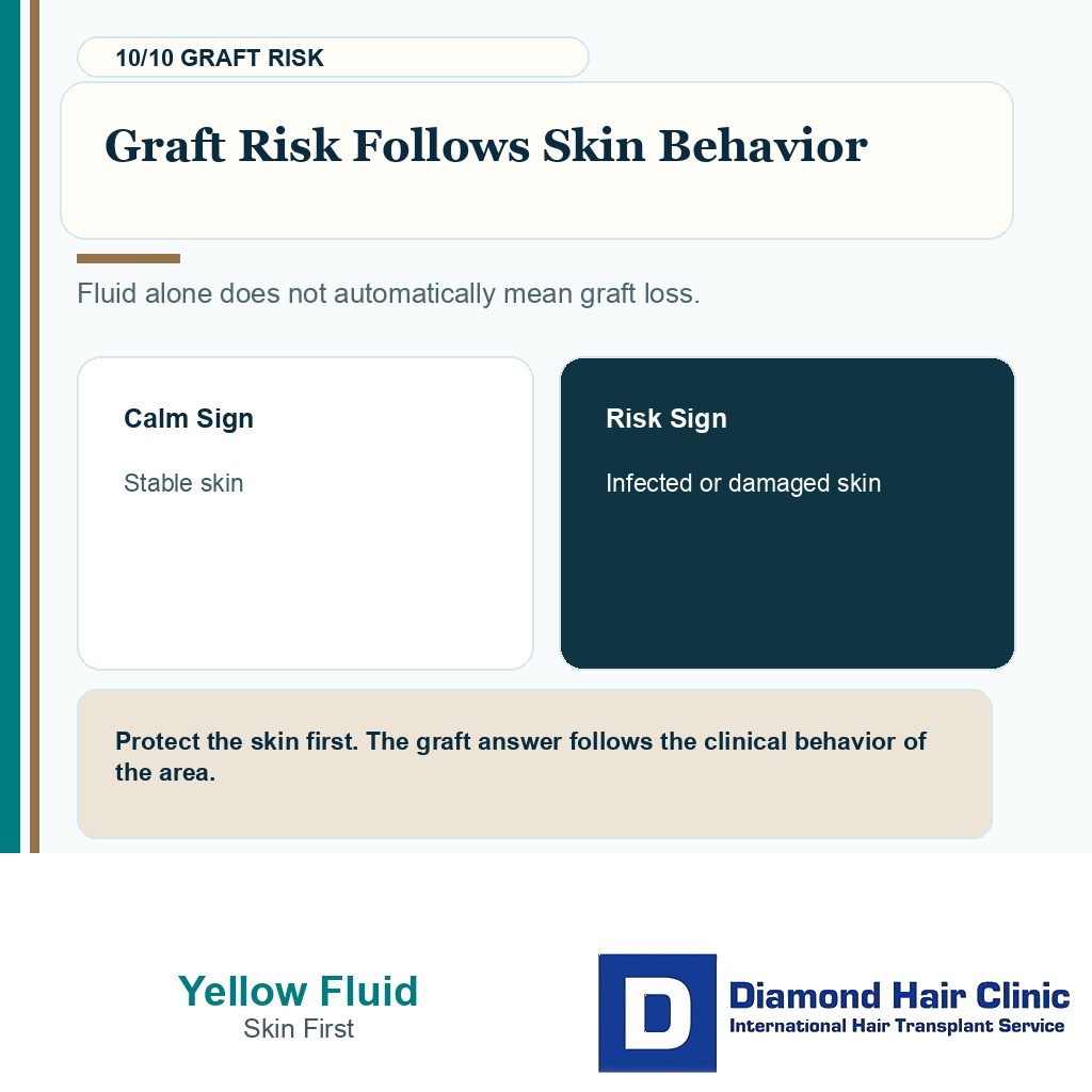 Yellow fluid carousel slide 10 explaining skin behavior and graft risk