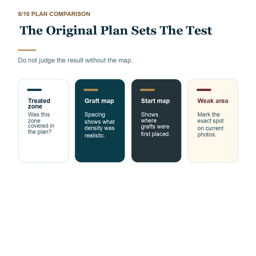 Ten month hair transplant result slide 8 explaining the original plan sets the test.