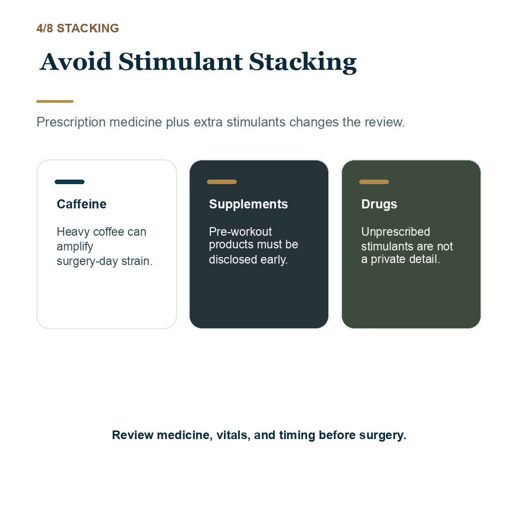 ADHD medication hair transplant support explaining avoid stimulant stacking.