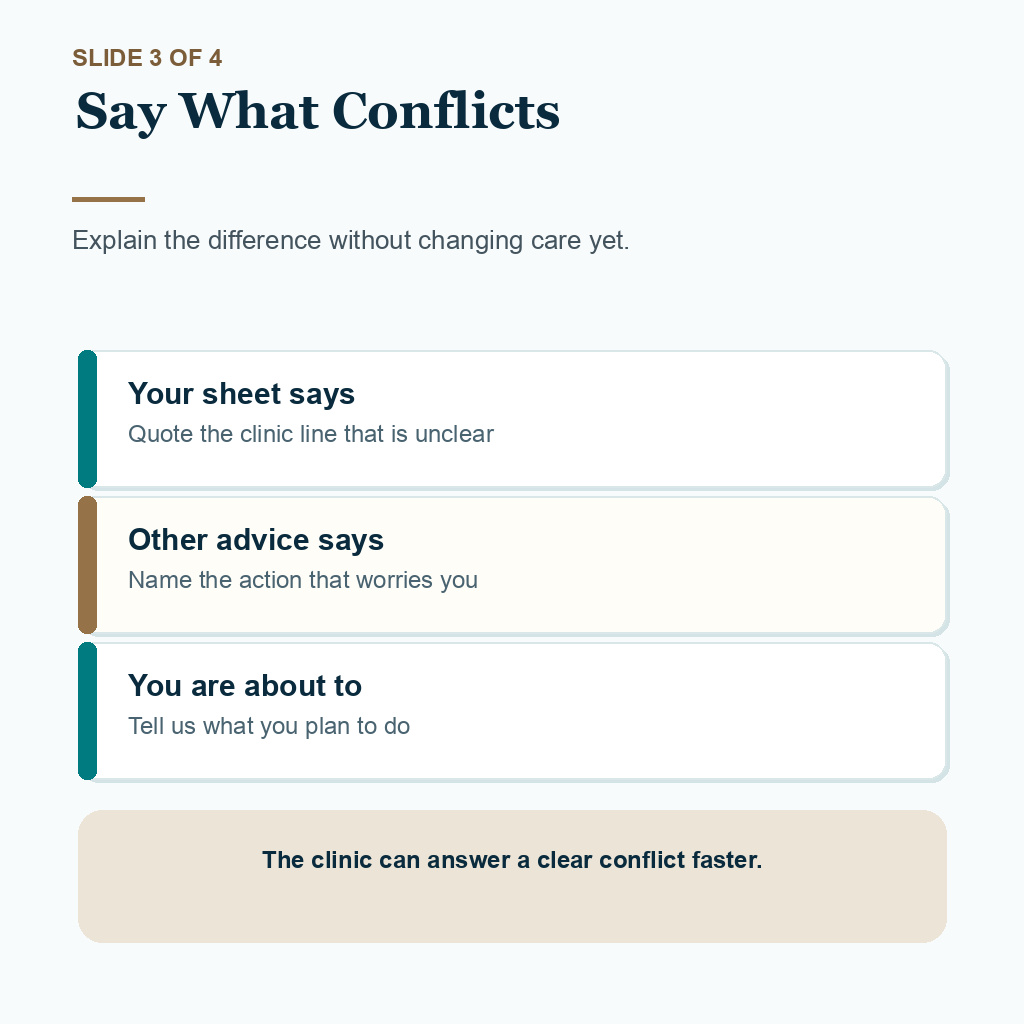 Mixed hair transplant aftercare advice slide 3 of 4, explain what conflicts