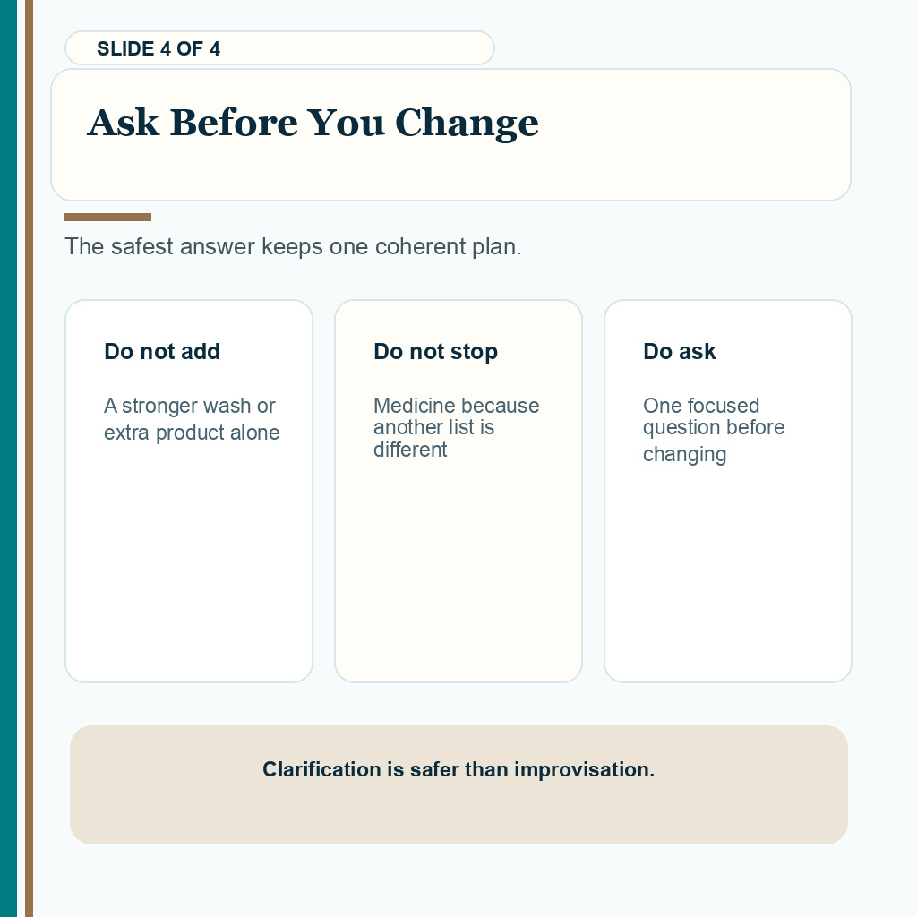 Mixed hair transplant aftercare advice slide 4 of 4, ask before changing care