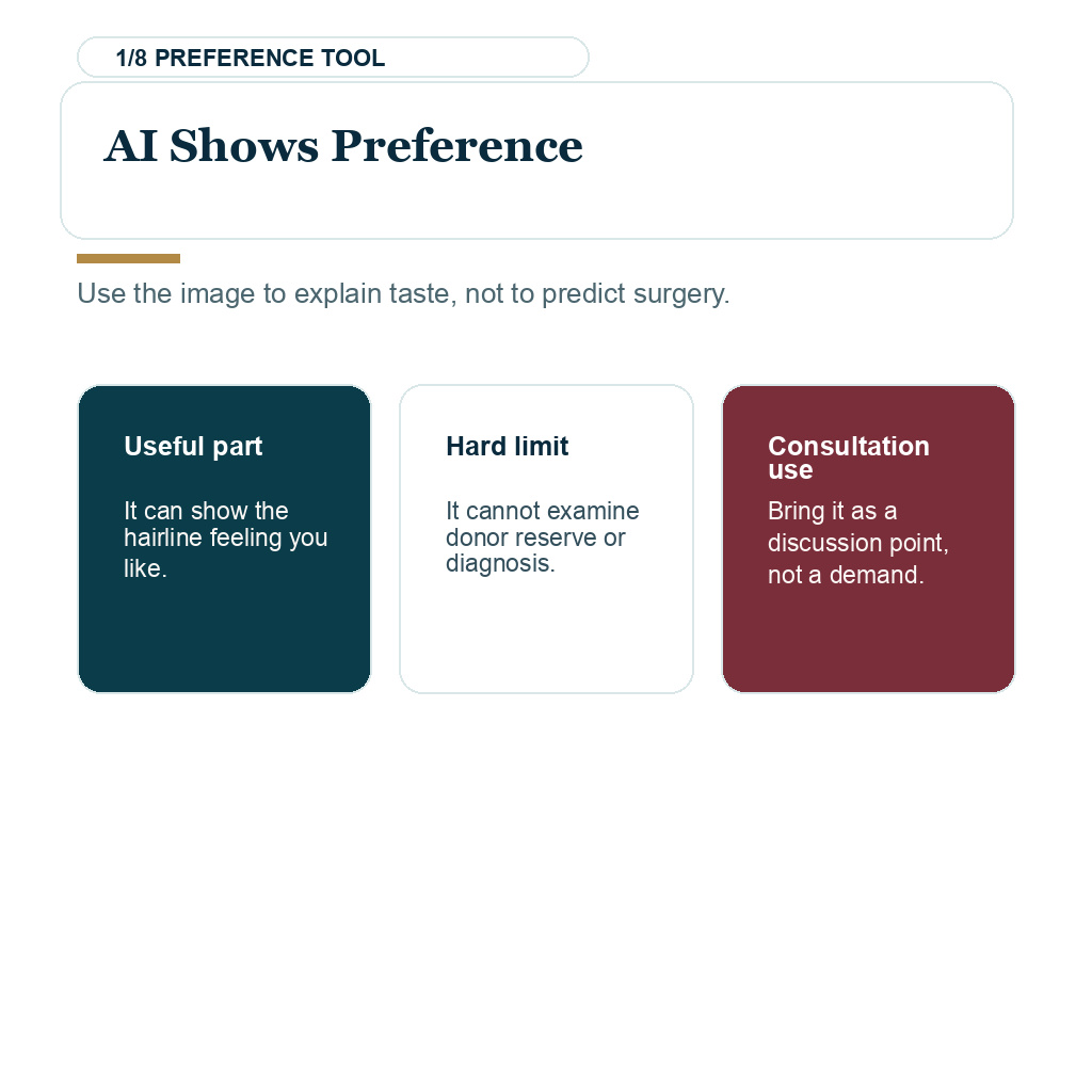AI hair transplant simulation planning showing that AI reflects preference.