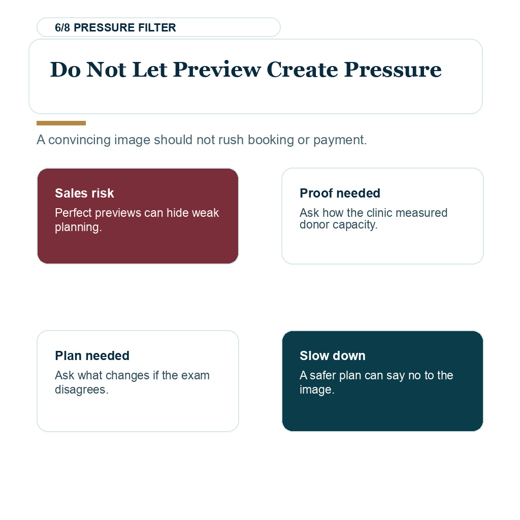 AI hair transplant simulation planning showing why preview pressure should stay controlled.