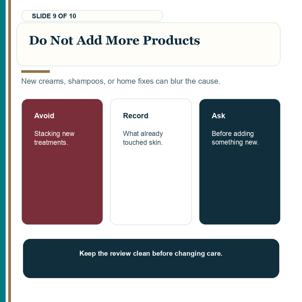 Allergy signs after hair transplant carousel slide 9 about not adding more products.