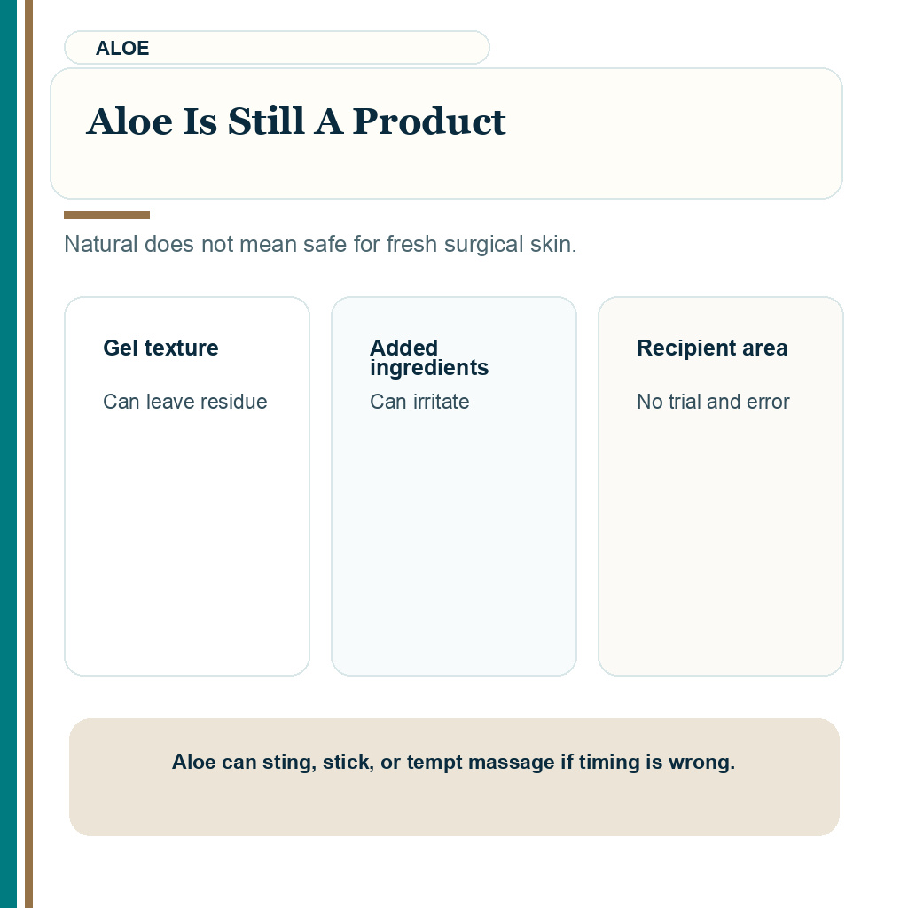 Slide 5 of 10 explaining aloe is still a product for aloe vera and moisturizer timing after hair transplant.