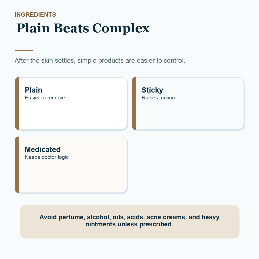 Slide 6 of 10 explaining plain beats complex for aloe vera and moisturizer timing after hair transplant.