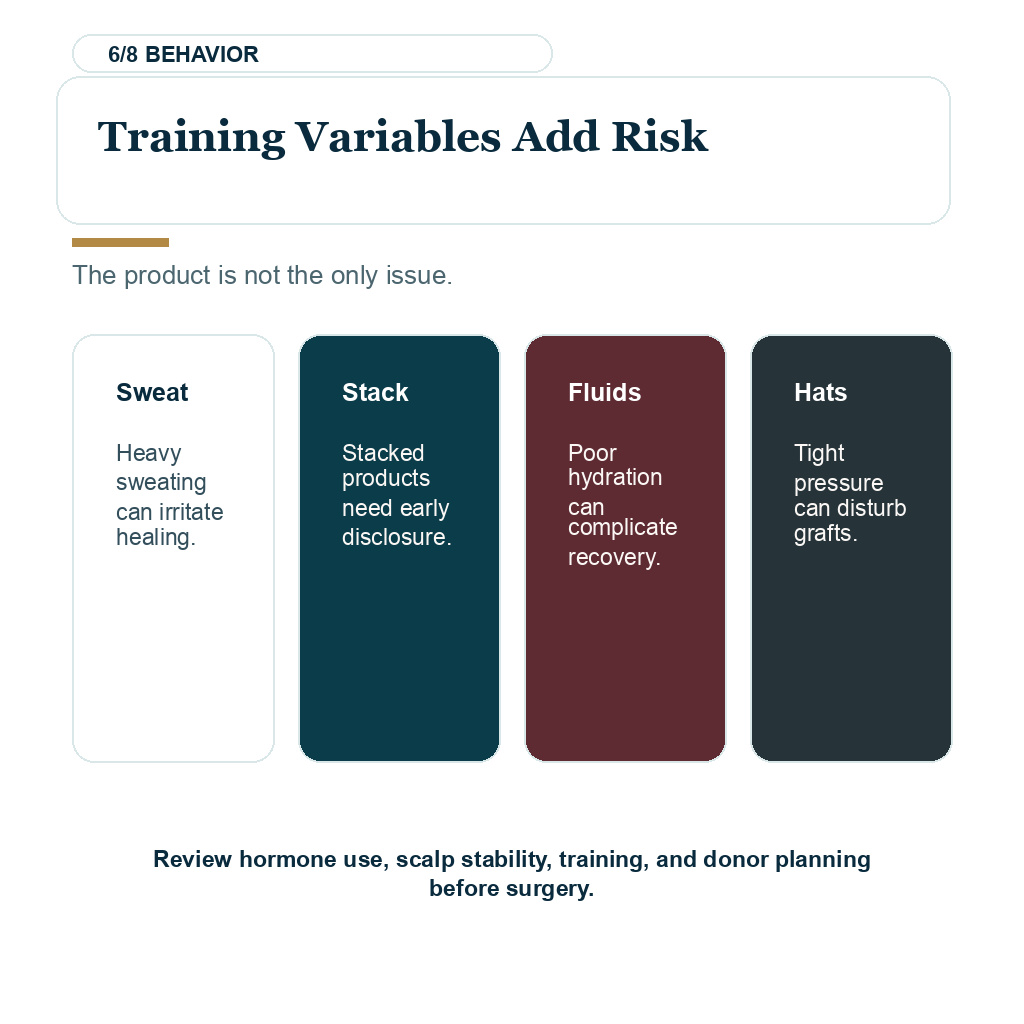 Anabolic steroids after hair transplant support explaining training variables add risk.