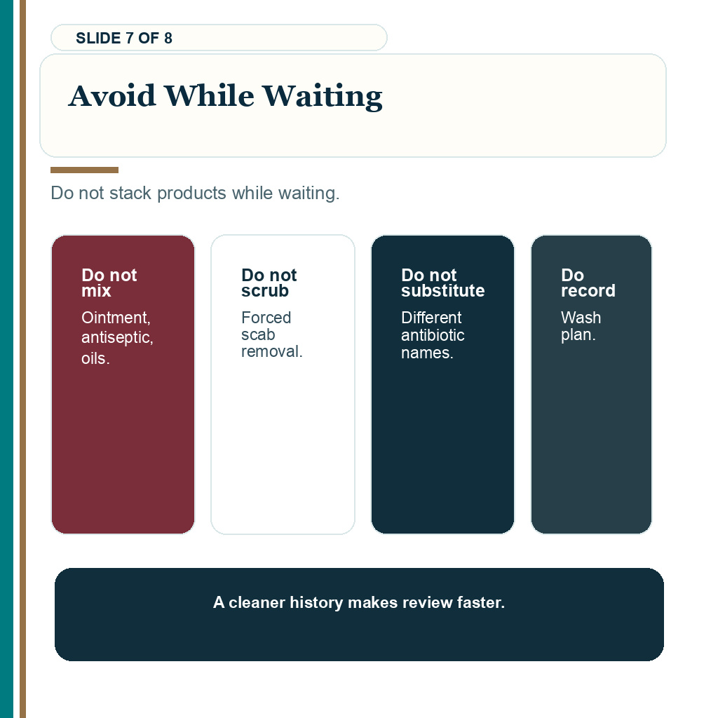 Antibiotic ointment after hair transplant carousel slide 7 about avoid while waiting.
