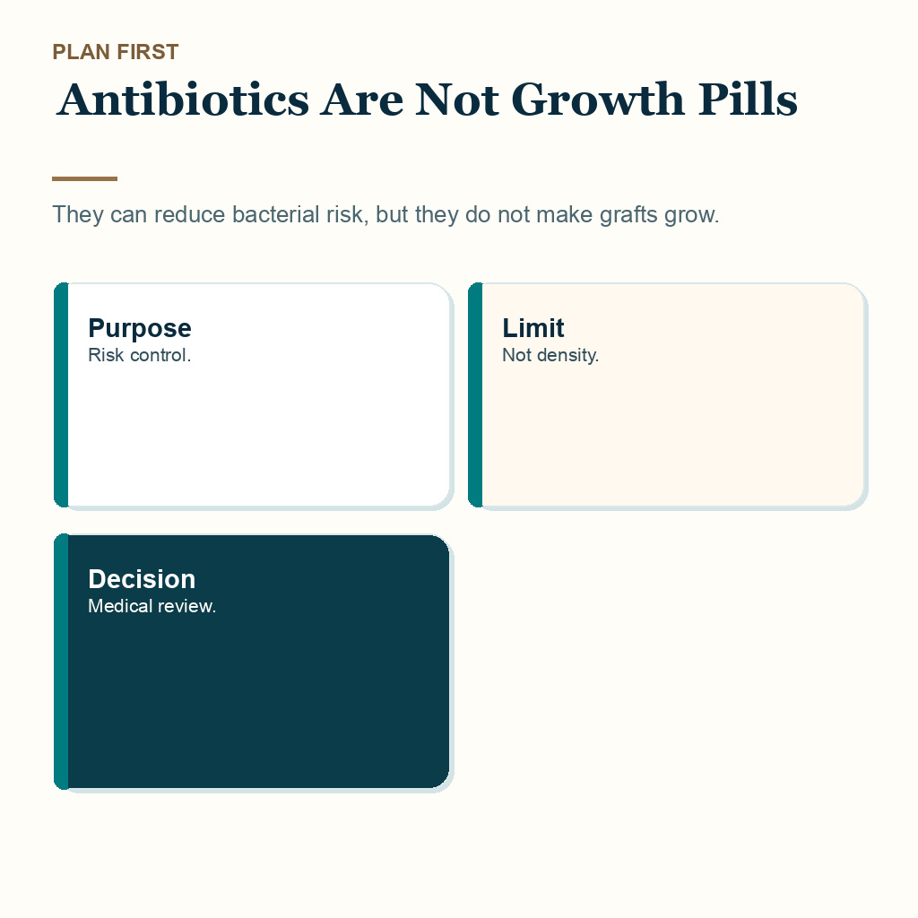 antibiotics-after-hair-transplant-no-strip-medical-review-carousel-v1-slide-01-antibiotics-are-not-growth-pills