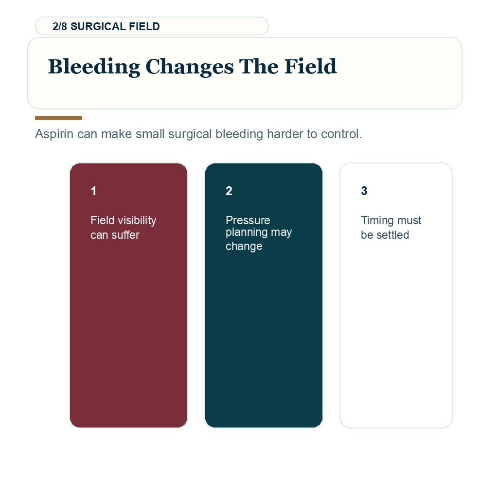 Aspirin before hair transplant, bleeding changes the field.