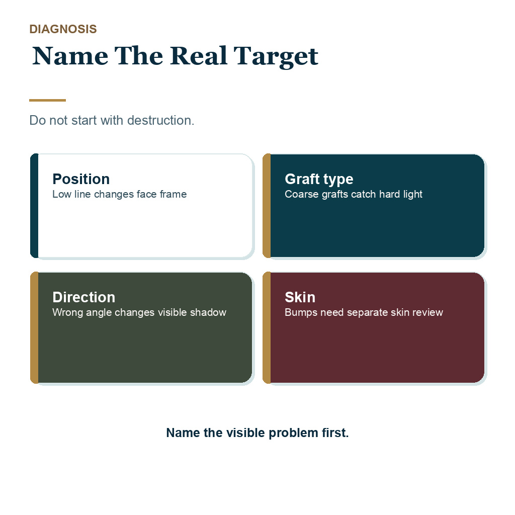 Bad hairline graft removal carousel slide 1 explaining name the real target