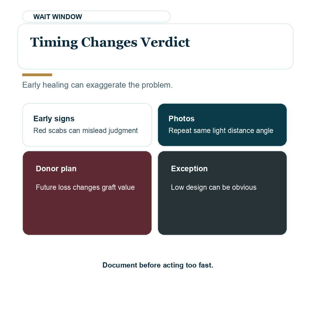 Bad hairline graft removal carousel slide 7 explaining timing changes verdict